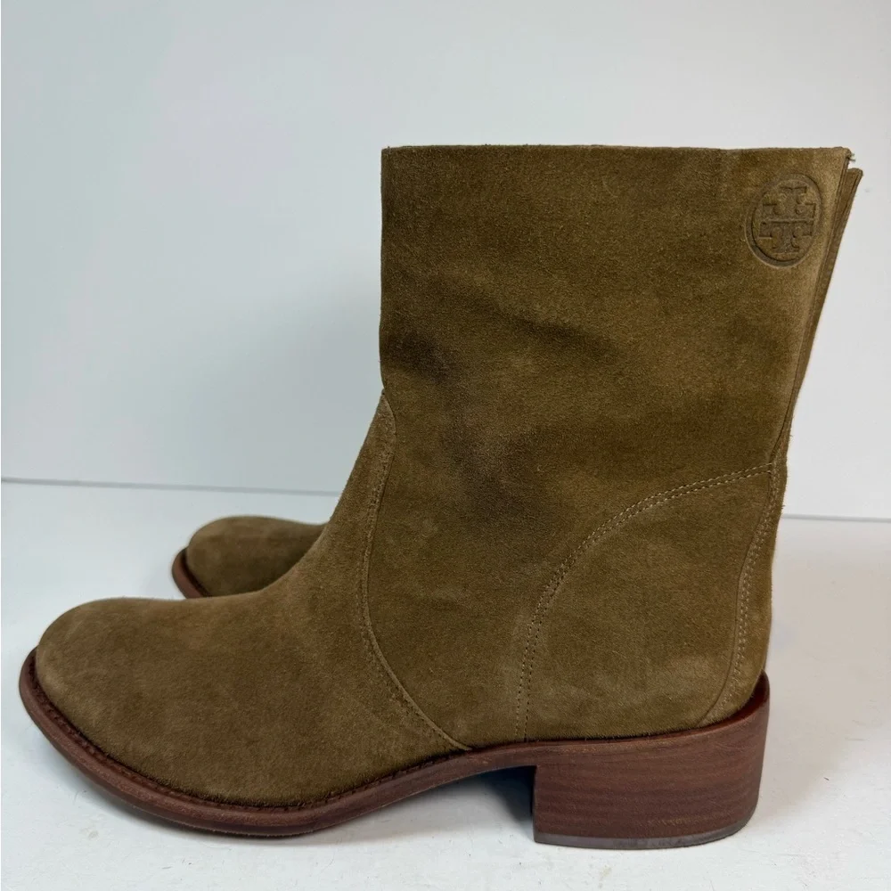 NWOT Tory‎ Burch Sienna River Rock Embossed Logo Suede Leather Boots Size 11M